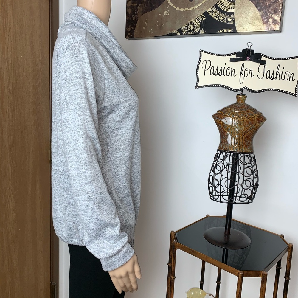 Loveappella Soft Grey Drawstring Turtle Neck Top - image 2